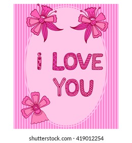 hand-drawn card with flowers elements