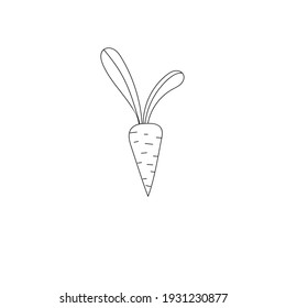 Handdrawn carrot doodle icon. Hand drawn black sketch. Sign symbol. Decoration element. White background. Isolated. Flat design. Vector cartoon illustration.