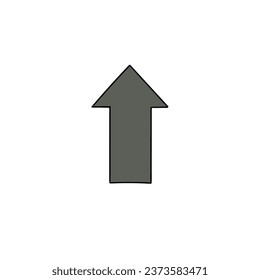 A hand-drawn cartoon arrow icon isolated on a white background. Flat design. Vector illustration.