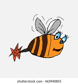 Hand-drawn cartoon bee-eps.