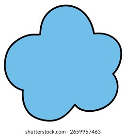 Dibujado a mano nube azul de dibujos animados aislado en un fondo blanco. Ilustración vectorial.