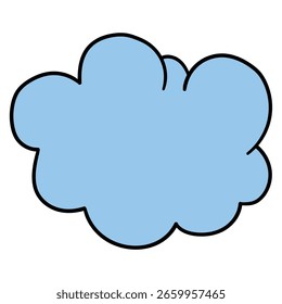 Desenho desenhado à mão nuvem azul isolado em um fundo branco. Ilustração vetorial.