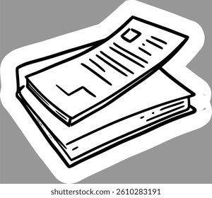 Handdrawn Cartoon Book Stack Clipart Line Art