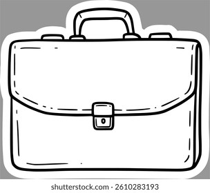 Handdrawn Cartoon Briefcase Clipart Line Art