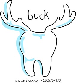Vektor Stok Handdrawn Cartoon Buck Tooth Deer Antlers (Tanpa Royalti) 18057...