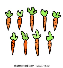 Hand-drawn cartoon carrots