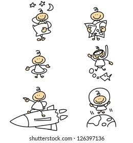 hand-drawn cartoon character set