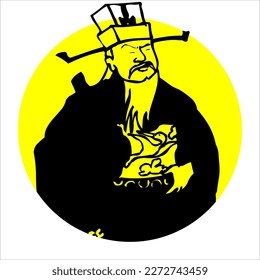 Hand-drawn Cartoon Characters. Diety Sanxing Fu Lu Shou Cartoon Chinese hand-drawing style. chinese mythical character