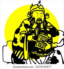 Hand-drawn Cartoon Characters. Diety Sanxing Fu Lu Shou Cartoon Chinese hand-drawing style. chinese mythical character