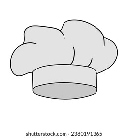 A hand-drawn cartoon chef's hat isolated on a white background. Flat design. Vector illustration.