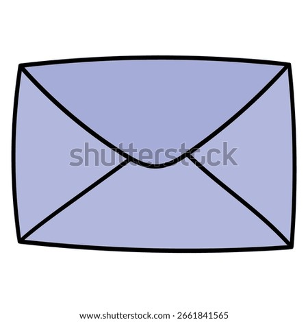 Hand-drawn cartoon closed blue envelope isolated on a white background. Vector illustration.