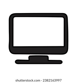 Eine handgezeichnete Computersymbol einzeln auf weißem Hintergrund. Flaches Design. Vektorgrafik.