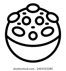 Handdrawn cartoon cupcake icon in monochrome line art style for bakery illustration. Dessert drawing. And sweet pastry design with editable vector stroke. Perfect for confectionery. Baking