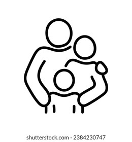 Hand-drawn cartoon doodle cartoon icon family isolated on a white background. Father, mother and son. Flat design. Vector illustration.