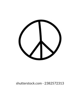 A hand-drawn cartoon doodle of a peace sign icon isolated on a white background. Flat design. Vector illustration.
