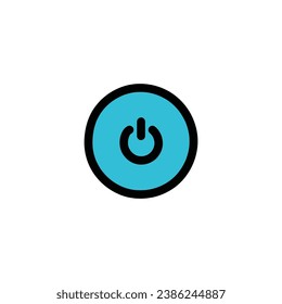 Icono del botón de encendido del doodle dibujado a mano aislado en un fondo blanco. Diseño plano. Ilustración vectorial.