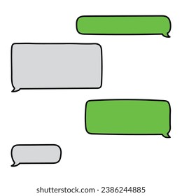Hand-drawn cartoon doodle speech bubble chat isolated on a white background. Flat design. Vector illustration.
