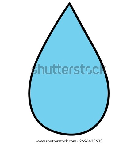 Hand-drawn cartoon drop of water isolated on a white background. Vector illustration.