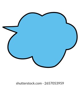 Hand-drawn cartoon empty blue speech bubble isolated on a white background. Vector illustration.