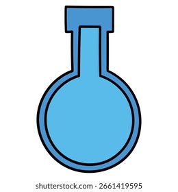 Frasco de laboratorio vacío dibujado a mano aislado en un fondo blanco. Ilustración vectorial.