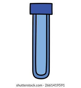 Hand-drawn cartoon empty laboratory test tube isolated on a white background. Vector illustration.