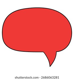 Hand-drawn cartoon empty red speech bubble isolated on a white background. Vector illustration.