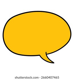 Hand-drawn cartoon empty yellow speech bubble isolated on a white background. Vector illustration.