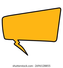 Hand-drawn cartoon empty yellow speech bubble isolated on a white background. Vector illustration.