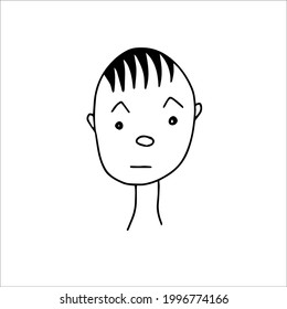 Hand-drawn cartoon face doodle avatar, vector illustration