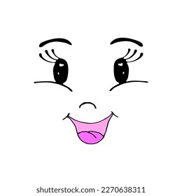 Hand-drawn Cartoon face, eyes, nose and mouth