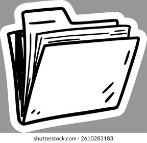 Handdrawn Cartoon File Folder Clipart Line Art