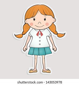 Hand-drawn cartoon girl