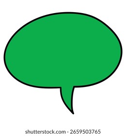 Hand-drawn cartoon green empty speech bubble isolated on a white background. Vector illustration.
