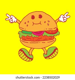 hand-drawn cartoon of the hamburger character