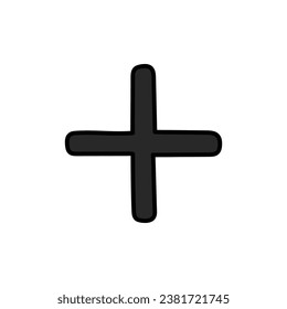 A hand-drawn cartoon icon plus isolated on a white background. Flat design. Vector illustration.