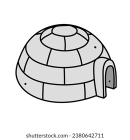 A hand-drawn cartoon igloo isolated on a white background. Flat design. Vector illustration.