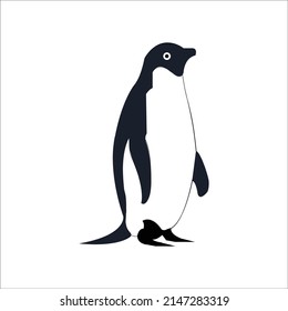Handdrawn cartoon penguins are isolated on white background. Illustration of the Penguins. Vector Image. Vector penguins silhouette.