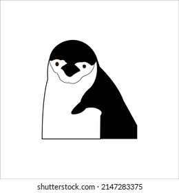 Handdrawn cartoon penguins are isolated on white background. Illustration of the Penguins. Vector Image. Vector penguins silhouette.