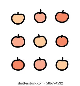 Hand-drawn cartoon red apples