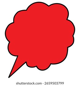 Dibujado a mano de dibujos animados rojo burbuja de discurso vacío aislado en un fondo blanco. Ilustración vectorial.