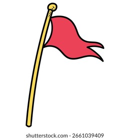 Bandeira vermelha desenhada à mão isolada sobre um fundo branco. Ilustração vetorial.