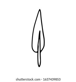 Hand-drawn cartoon sketch tree icon in cartoon style. Traced black outline drawing of a tree isolated on white