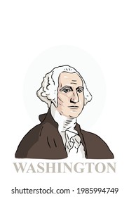 A hand-drawn, cartoon style illustration of the first American president: George Washington.