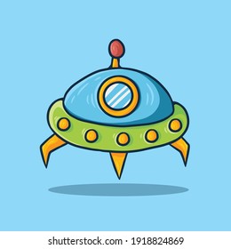 Handdrawn cartoon ufo spaceship icon