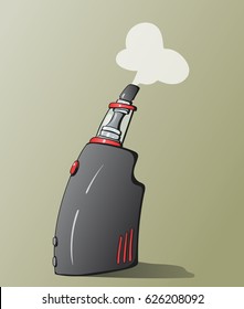 Hand-drawn cartoon vector illustration of the vaping device