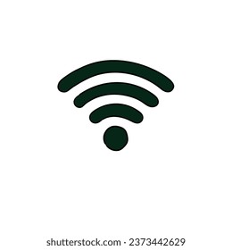 A hand-drawn cartoon Wi-Fi signal icon isolated on a white background. Flat design. Vector illustration.