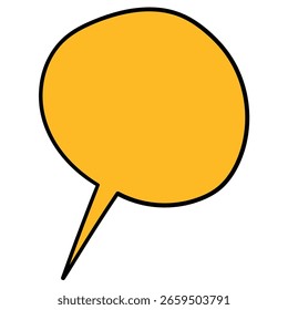 Dibujado a mano de dibujos animados amarillo burbuja de discurso vacío aislado en un fondo blanco. Ilustración vectorial.