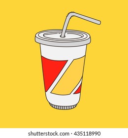 Hand-drawn cartoon-style cup with drink