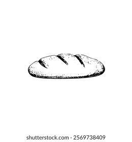 A hand-drawn cartoon-style illustration of a slice of toast bread. Golden edges with a soft, fluffy center, isolated on a white background