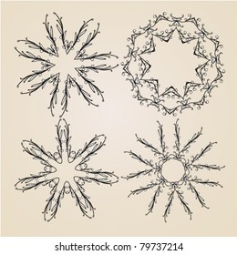 Hand-drawn cartouches or vignettes as elements of design